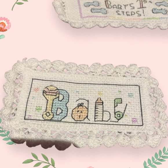 Handmade Cross Stitched Baby Milestone Cards - Picture 2 of 6